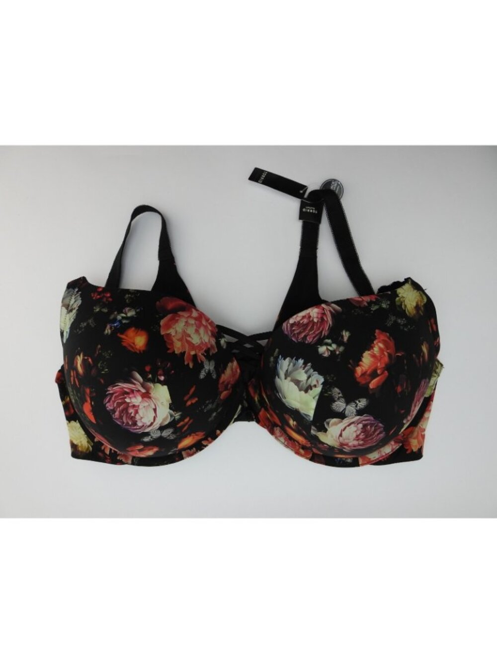 Torrid 40DDD Floral Push Up Plunge Bra Black 360 Back Smoothing NWT - Picture 6 of 6